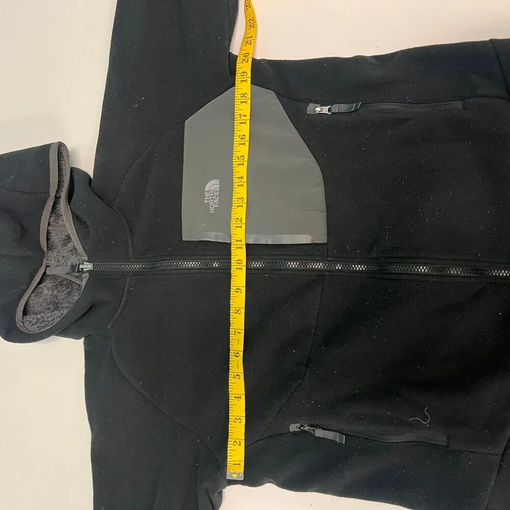 The North Face Jacket Boys XL 18-20 Black Gray Fleece Hooded Full Zip Lined